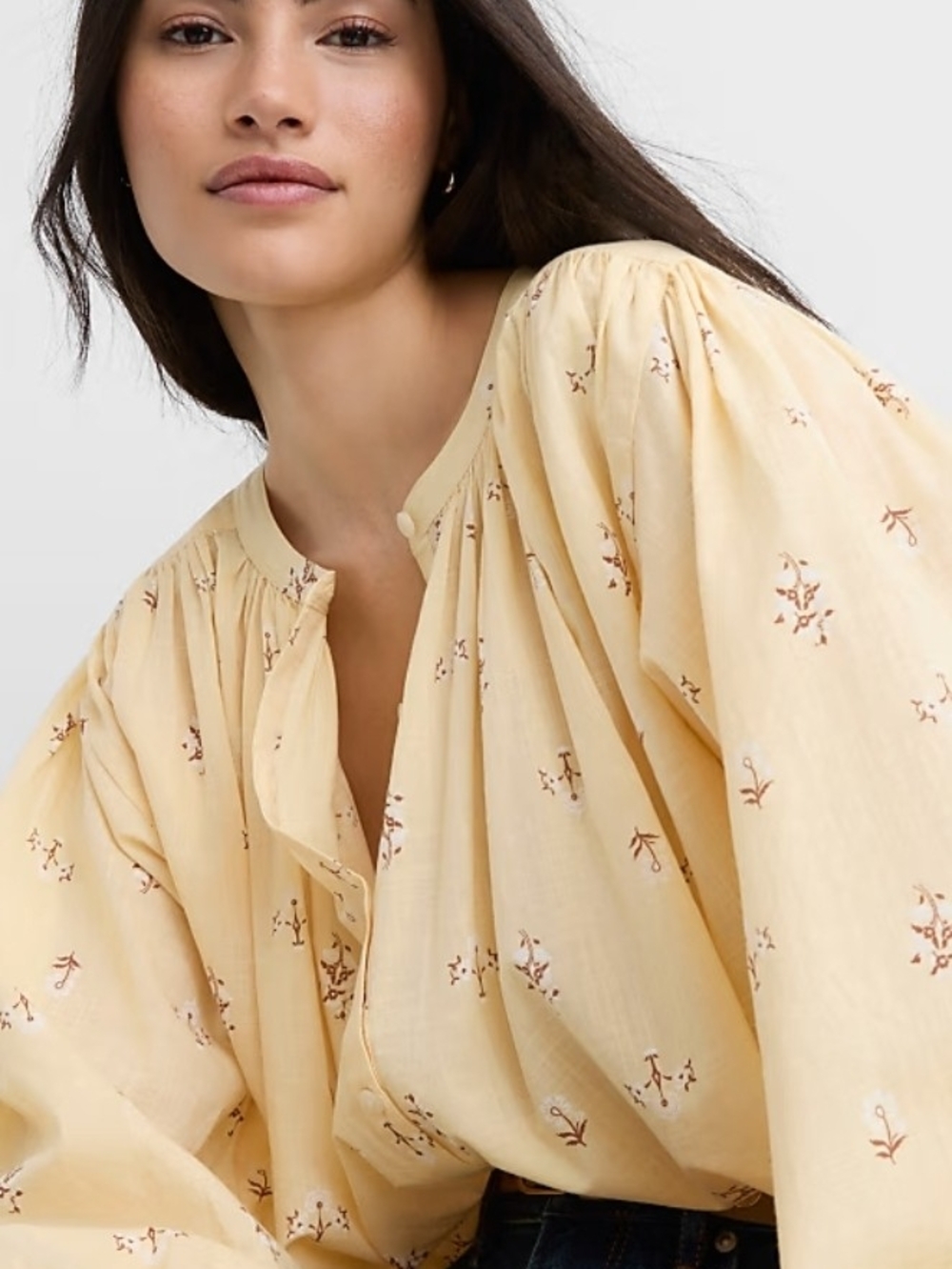 LOFT  Floral Balloon Sleeve Blouse